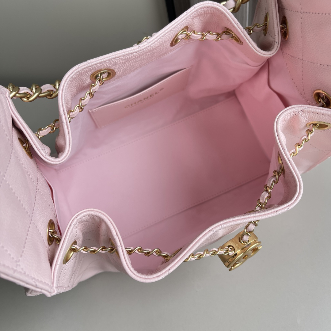 [TOP]CC Inspired 25 Small Handbag Grained Calfskin & Gold-Tone Metal Pink -Bag - Gorchic - $419.99