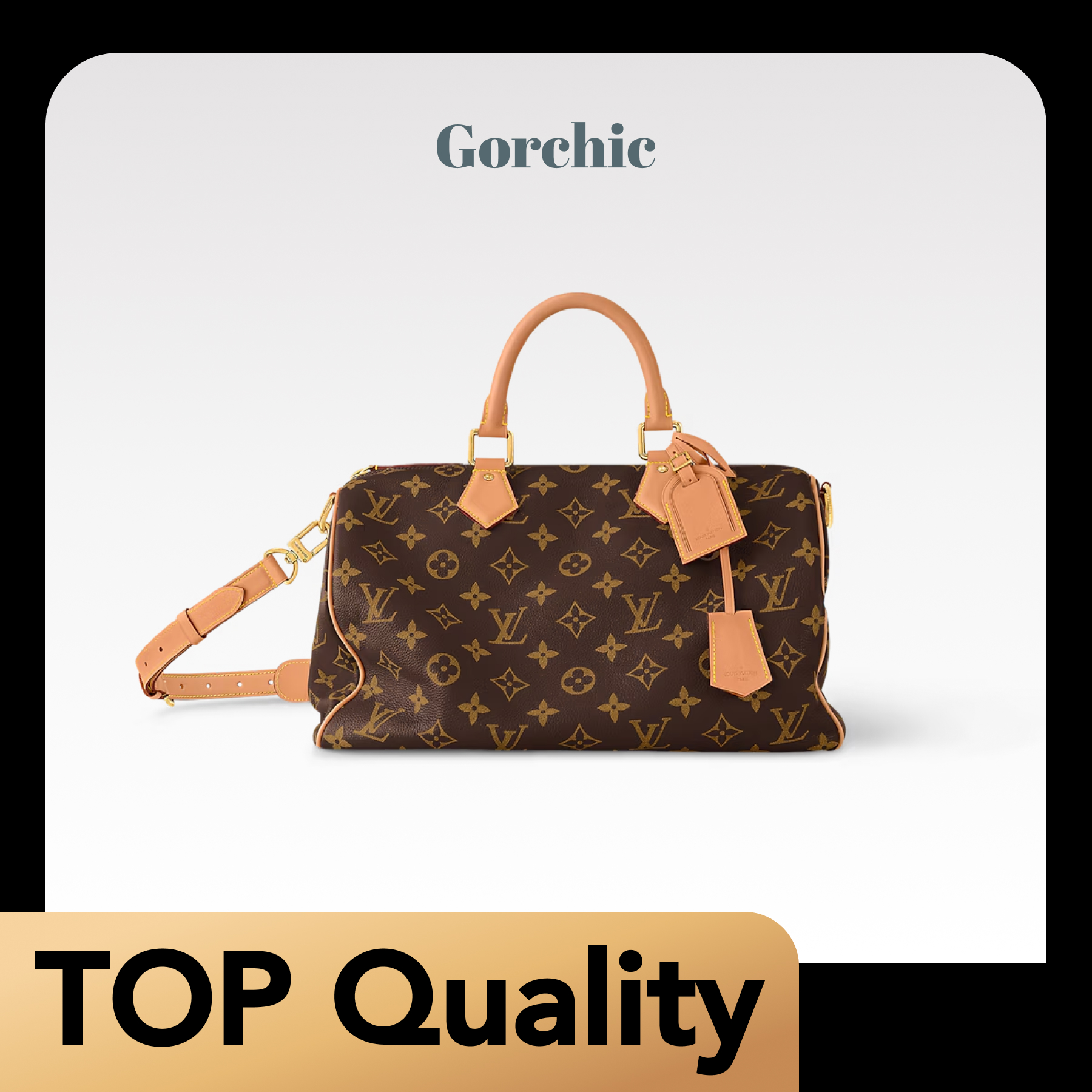 [TOP]Designer Speedy P9 Bandoulière 50 - Brown - Bag - Gorchic - $713.99