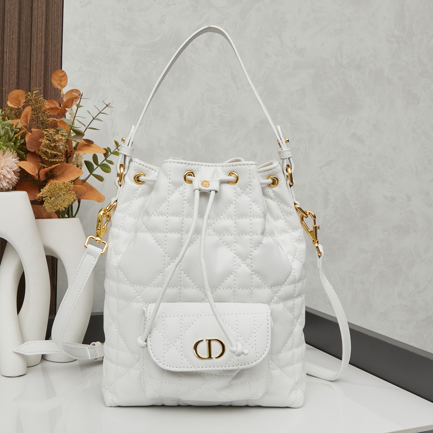 D-Inspired Caro Bucket Bag - White - Gorchic - $144.99