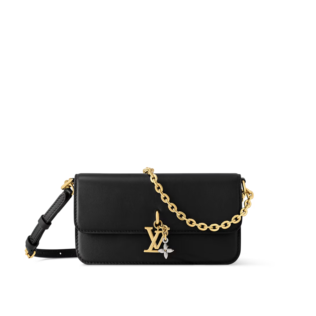 Designer Wallet On Chain LV Bloom - Black - Gorchic - $120.99