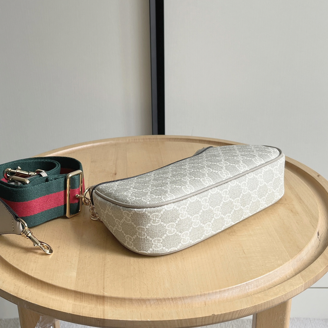 Double-G Ophidia Collection Small Handbag with Extra Starp - Beige And White Bag - Gorchic - $121.99