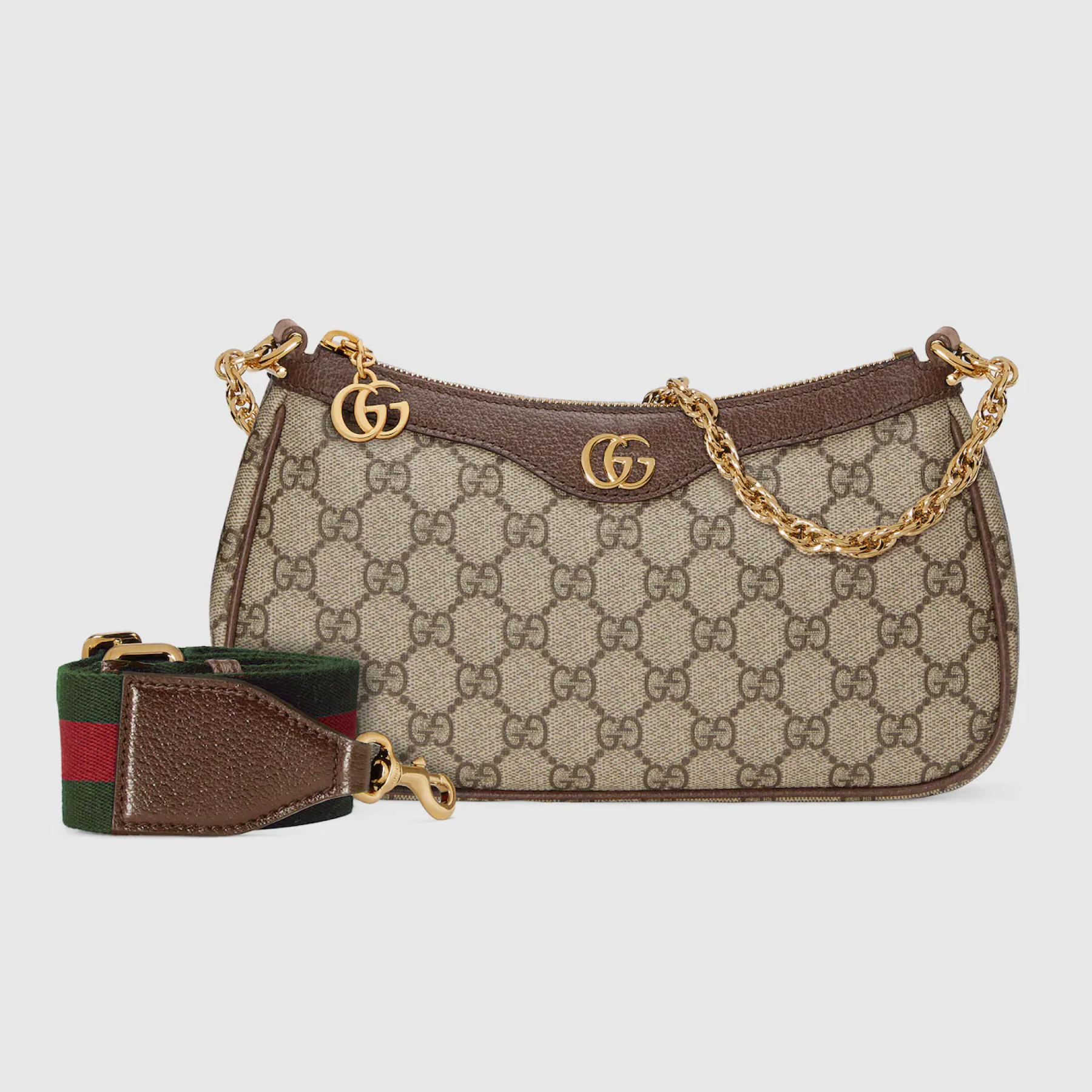 Double-G Ophidia Collection Small Handbag with Extra Strap - Beige And Dark Brown Bag - Gorchic - $121.99