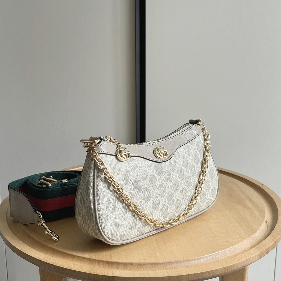 Double-G Ophidia Collection Small Handbag with Extra Starp - Beige And White Bag - Gorchic - $121.99