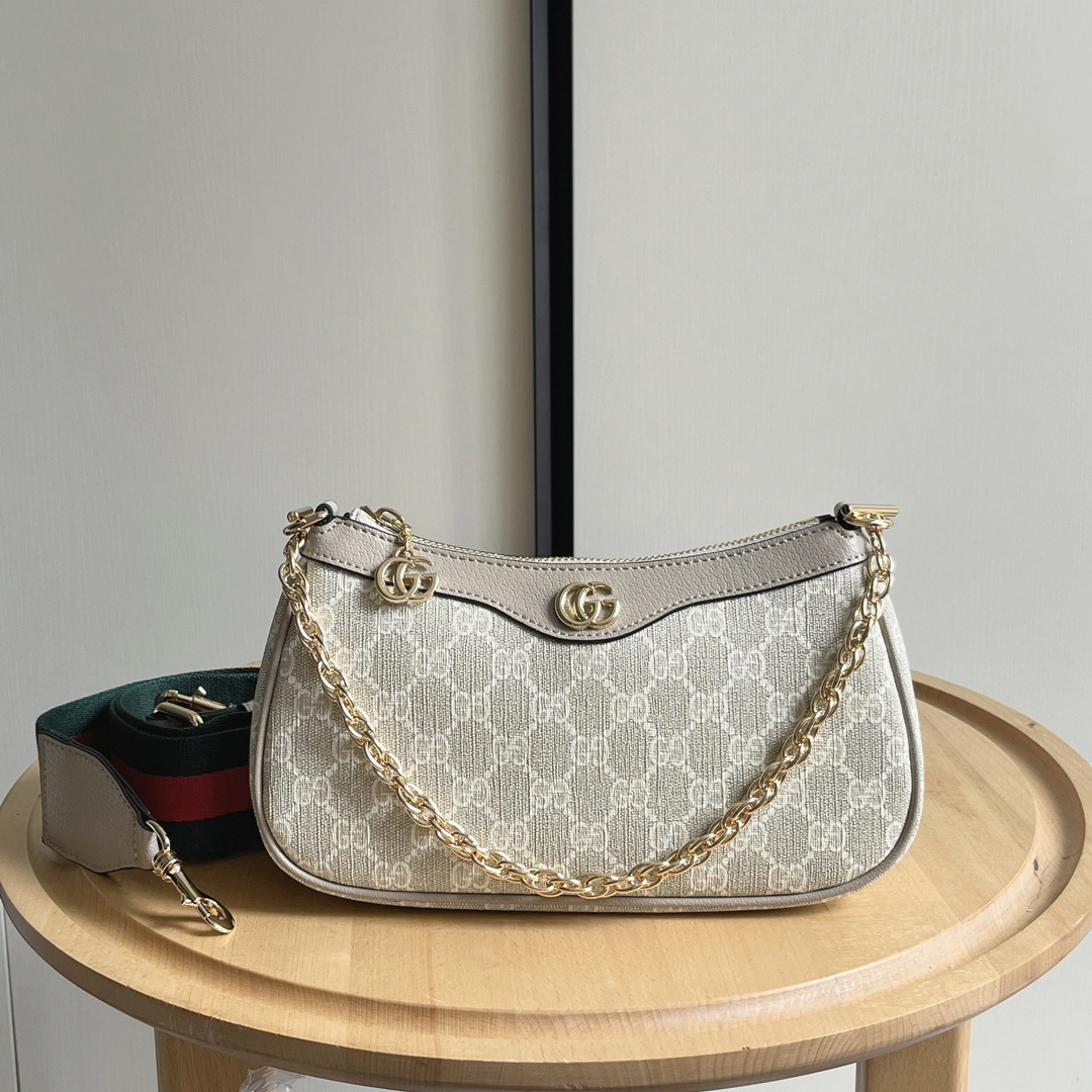 Double-G Ophidia Collection Small Handbag with Extra Starp - Beige And White Bag - Gorchic - $121.99