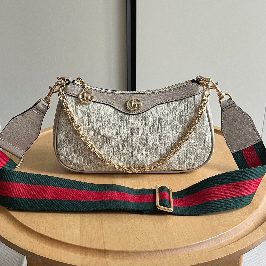 Double-G Ophidia Collection Small Handbag with Extra Starp - Beige And White Bag - Gorchic - $121.99