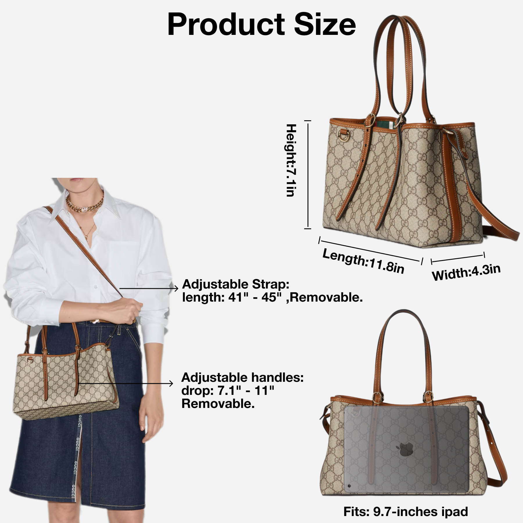 Double-G GG Emblem Medium brown tote bag - Gorchic - $132.99