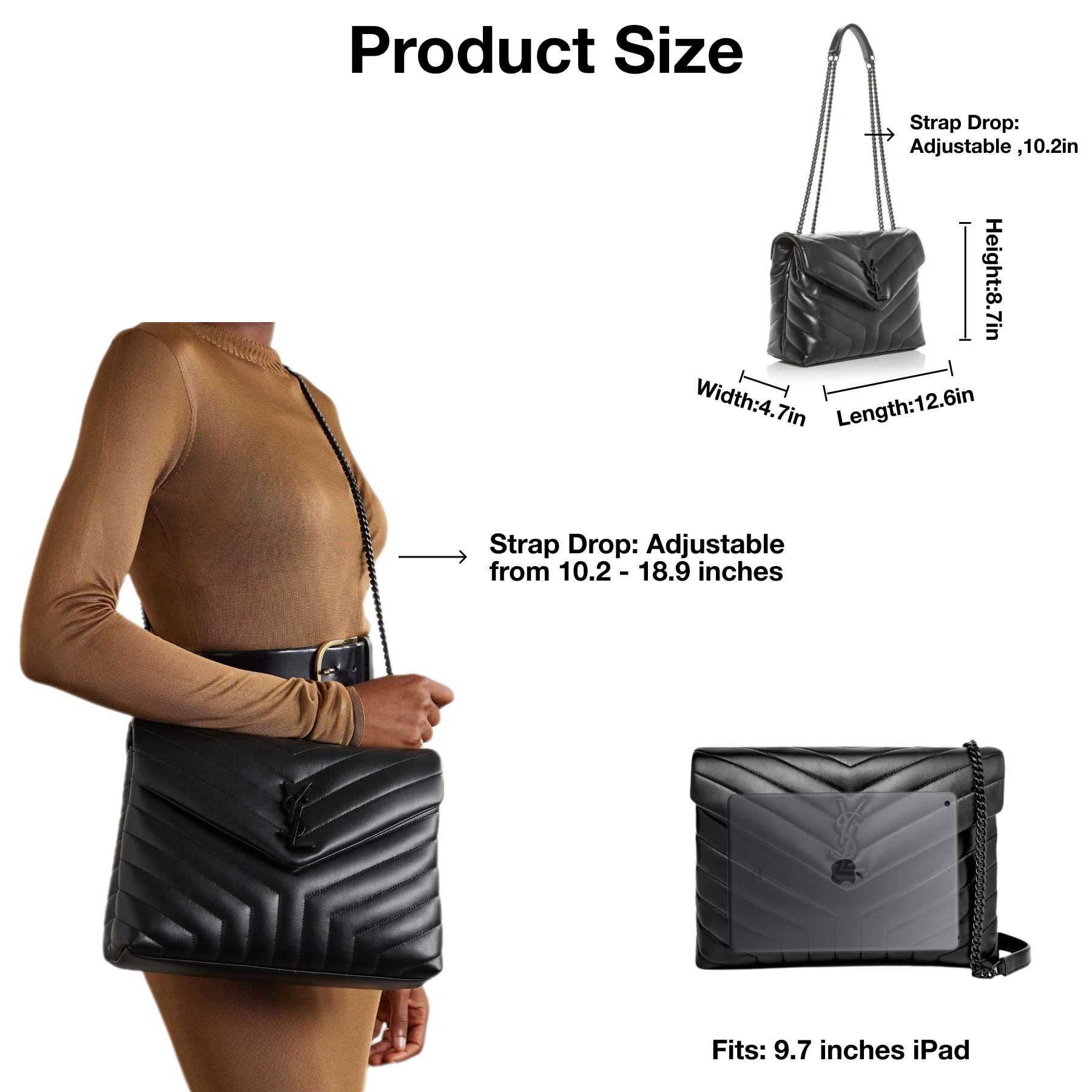 Lady Designer Loulou medium quilted leather shoulder bag black - Bag - Gorchic - $132.99