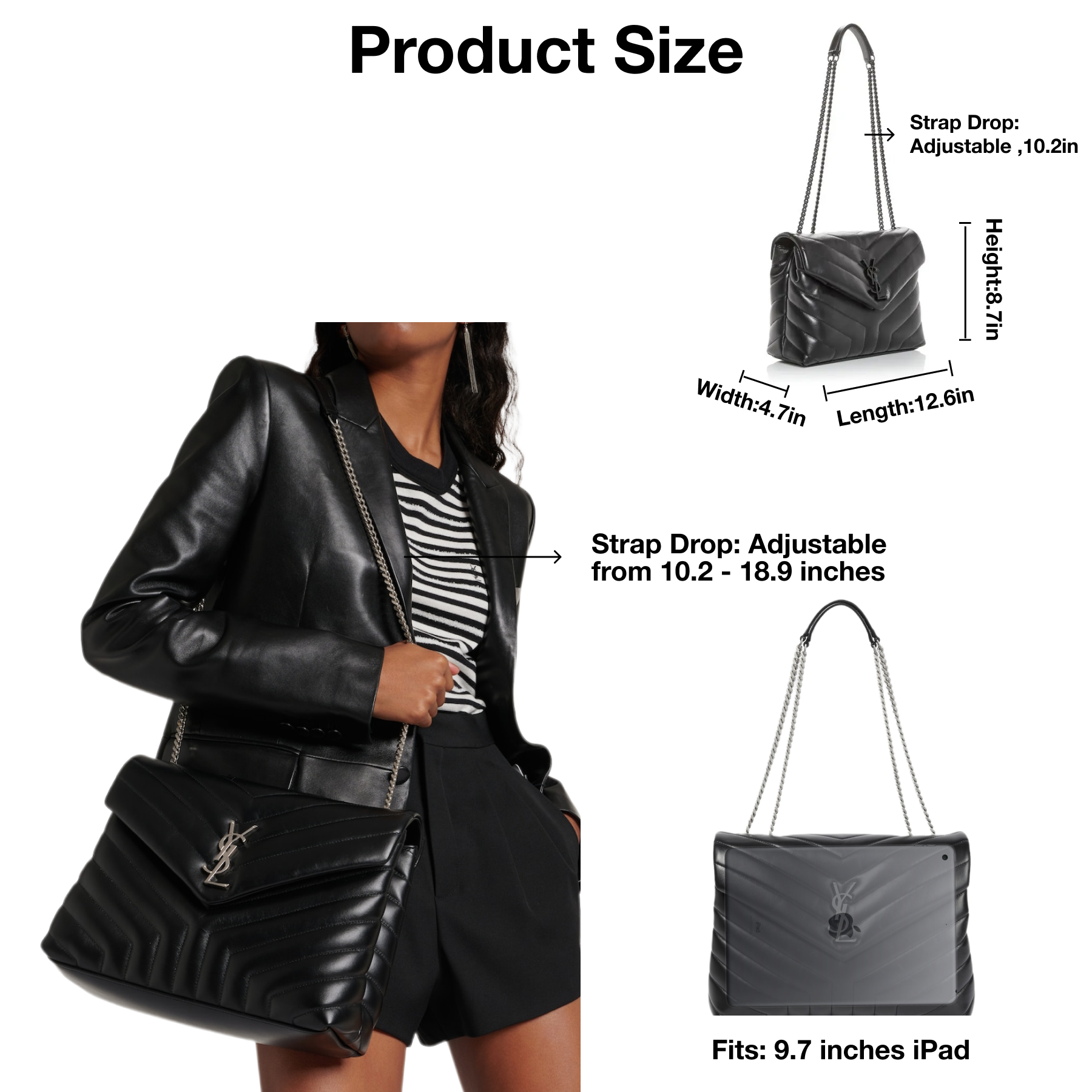 Lady Designer Loulou medium quilted leather shoulder bag black - Bag - Gorchic - $132.99