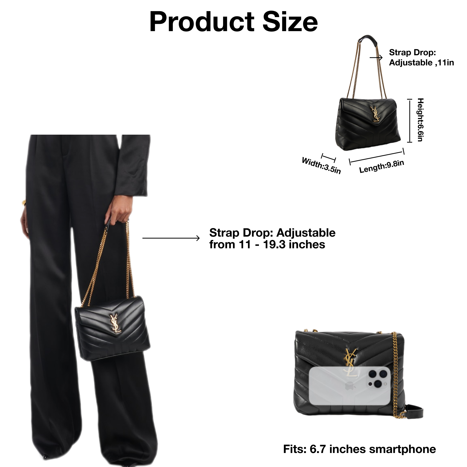 Lady Designer Loulou Small Quilted Leather Shoulder Bag Black - Bag - Gorchic - $121.99