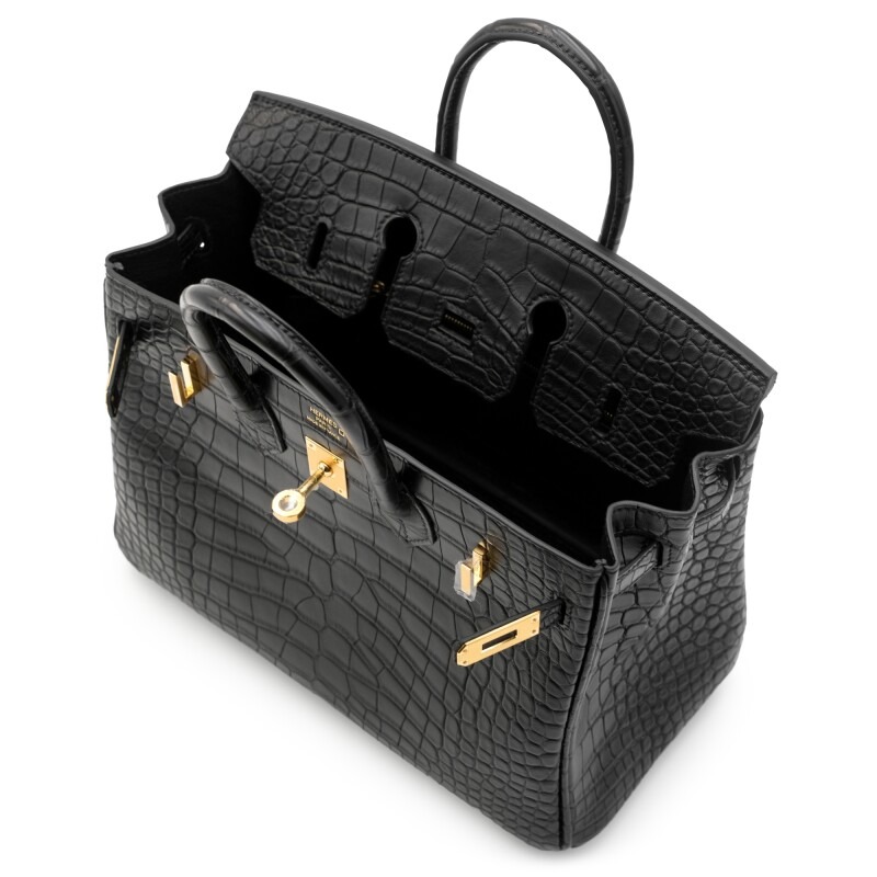 [TOP] H-Inspired Black Matte Alligator Birkin Gold Hardware - Gorchic - $483.99