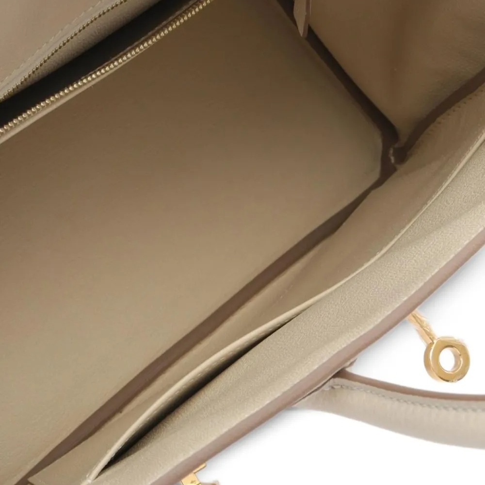 H-Inspired Birkin Togo Retourne Bag Golden Hardware -White - Gorchic - $161.99