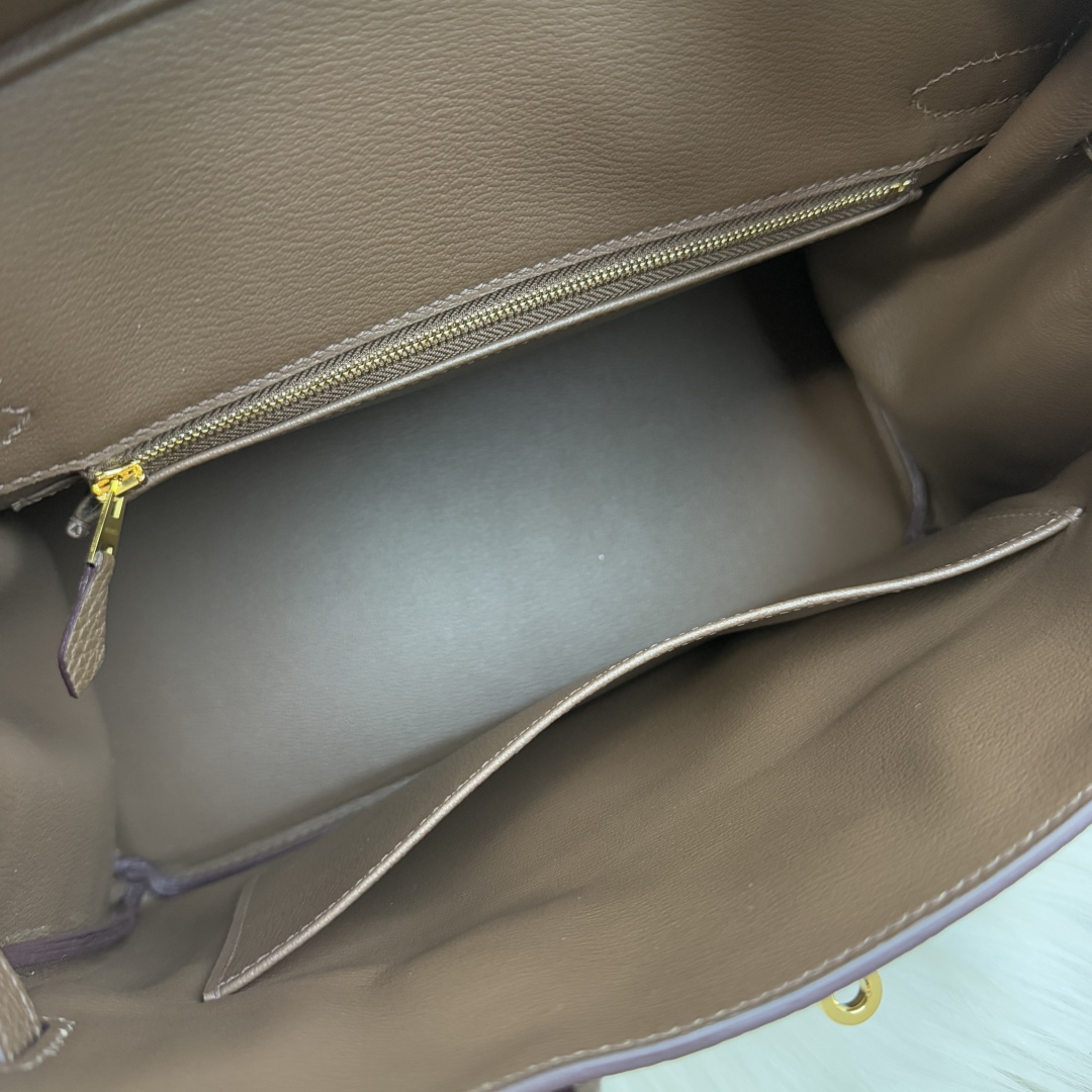 H-Inspired Birkin Togo Retourne Bag Golden-Dark Brown Bag - Gorchic - $161.99