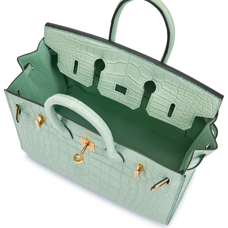 [TOP] H-Inspired Vert deau Matte Mississippiensis Alligator Birkin Sellier Gold Hardware - Gorchic - $483.99