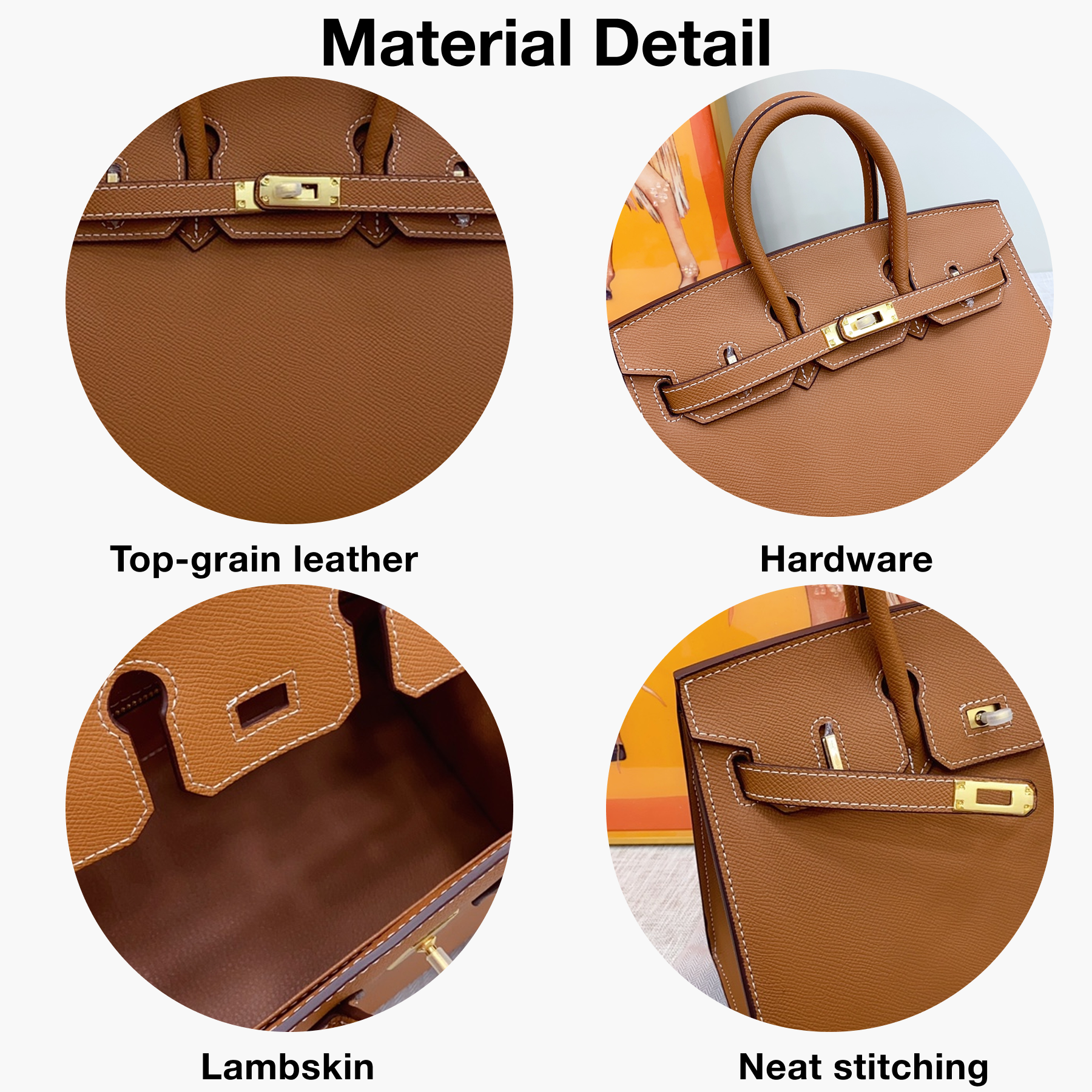 [TOP]H-Inspired Birkin Brown Epsom Sellier Gold Hardware - Handbag - Gorchic - $483.99