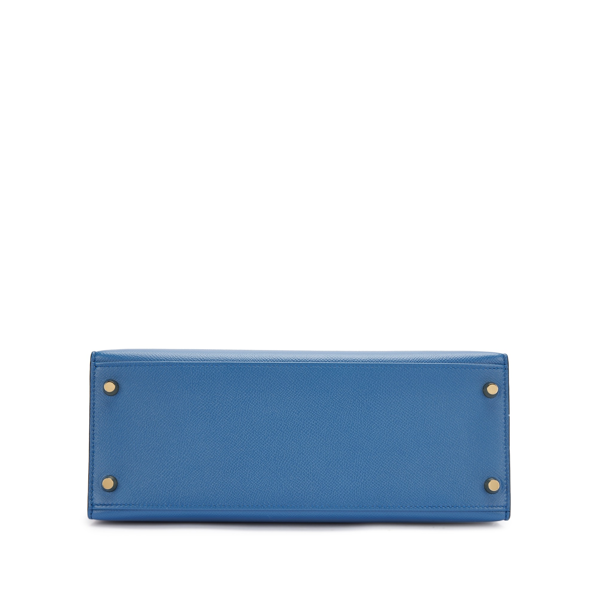 H-Inspired Kelly Bleu Agate Epsom Kelly Sellier Gold Hardware - Gorchic - $148.99