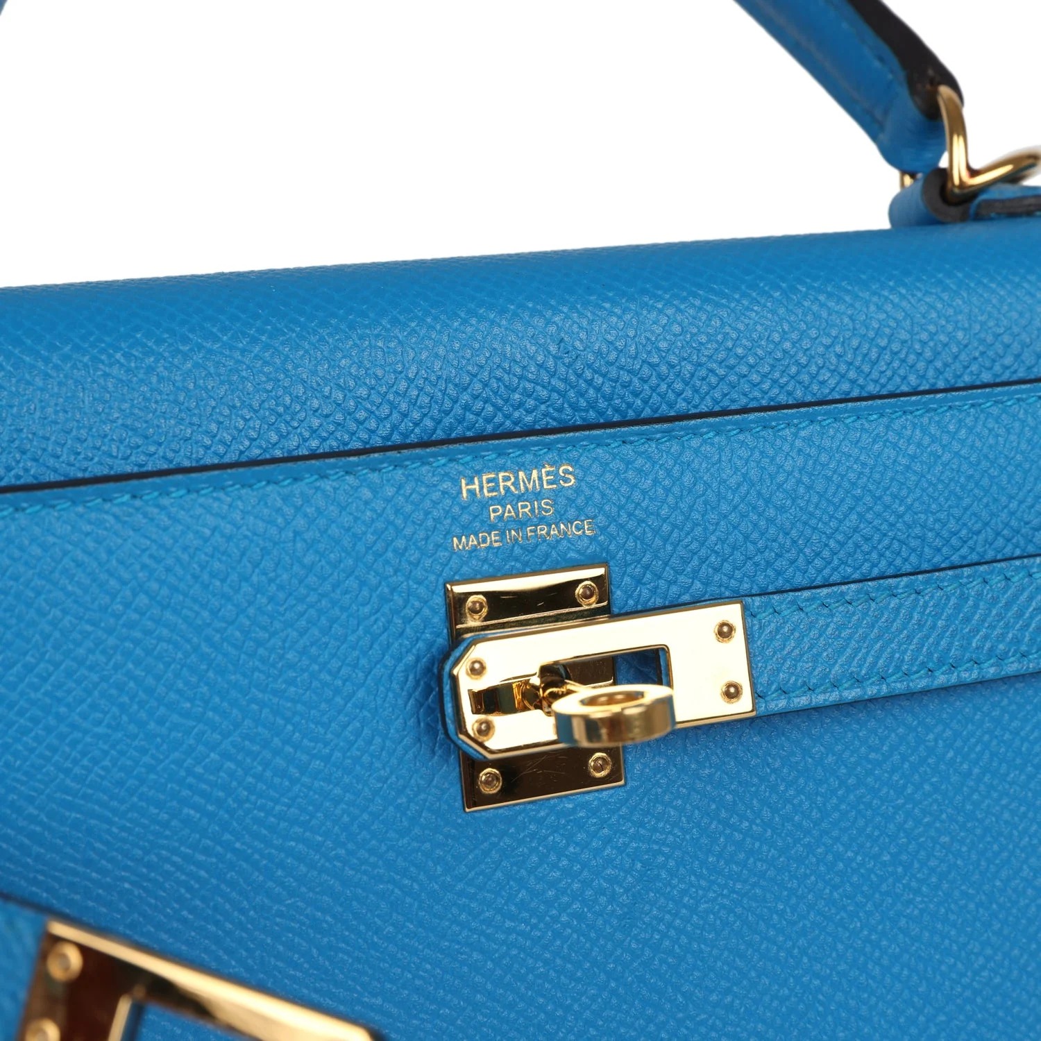H-Inspired Kelly Sellier Bleu Zanzibar Epsom Gold Hardware - Gorchic - $148.99
