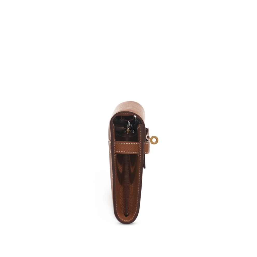 H-Inspired Gold Epsom Kelly Epsom Wallet Gold Hardware - Gorchic - $143.99