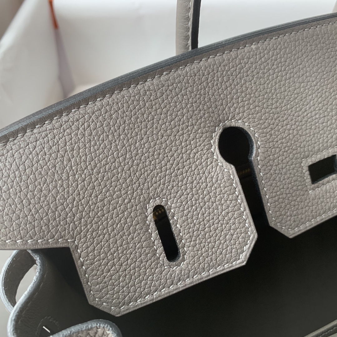 H-Inspired Birkin Togo Retourne Bag Golden Hardware-Light Grey Bag - Gorchic - $161.99