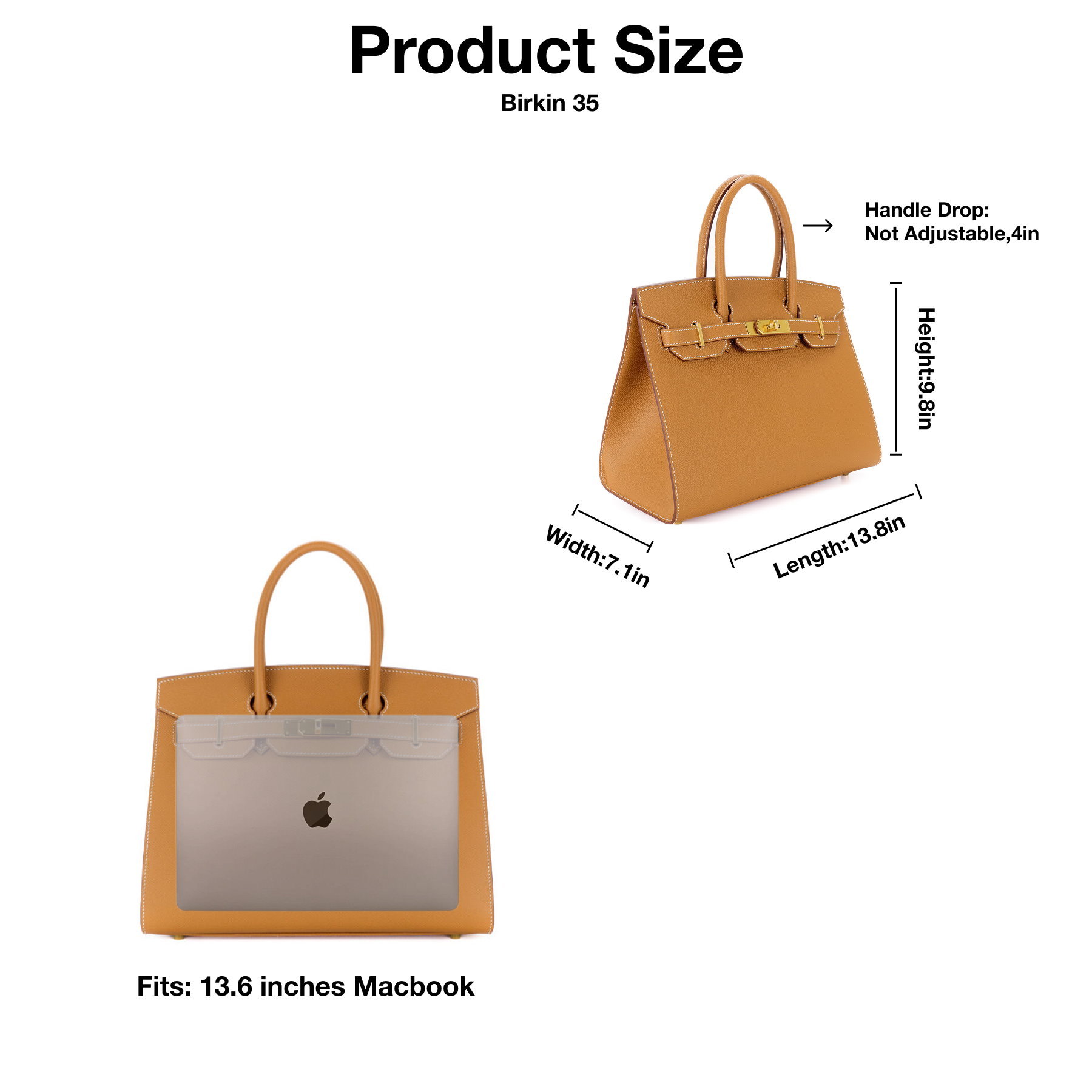 [TOP]H-Inspired Birkin Brown Epsom Sellier Gold Hardware - Handbag - Gorchic - $483.99