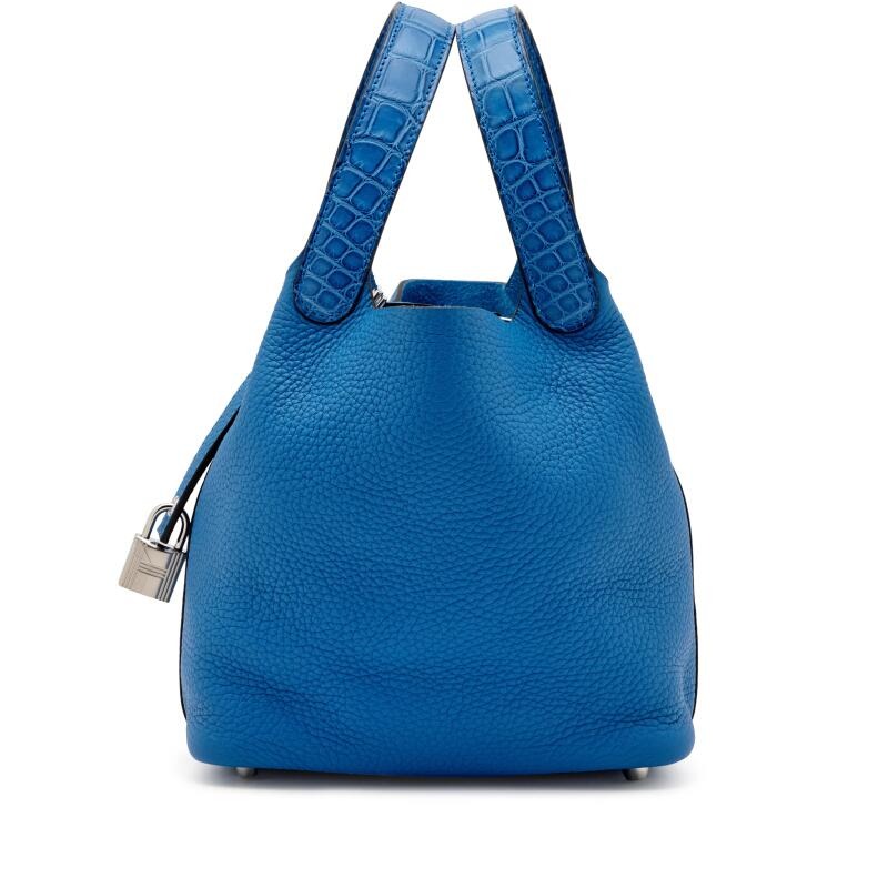 H-Inspired Clemence Picotin Lock Bag Silver Hardware-Blue Bag - Gorchic - $143.99