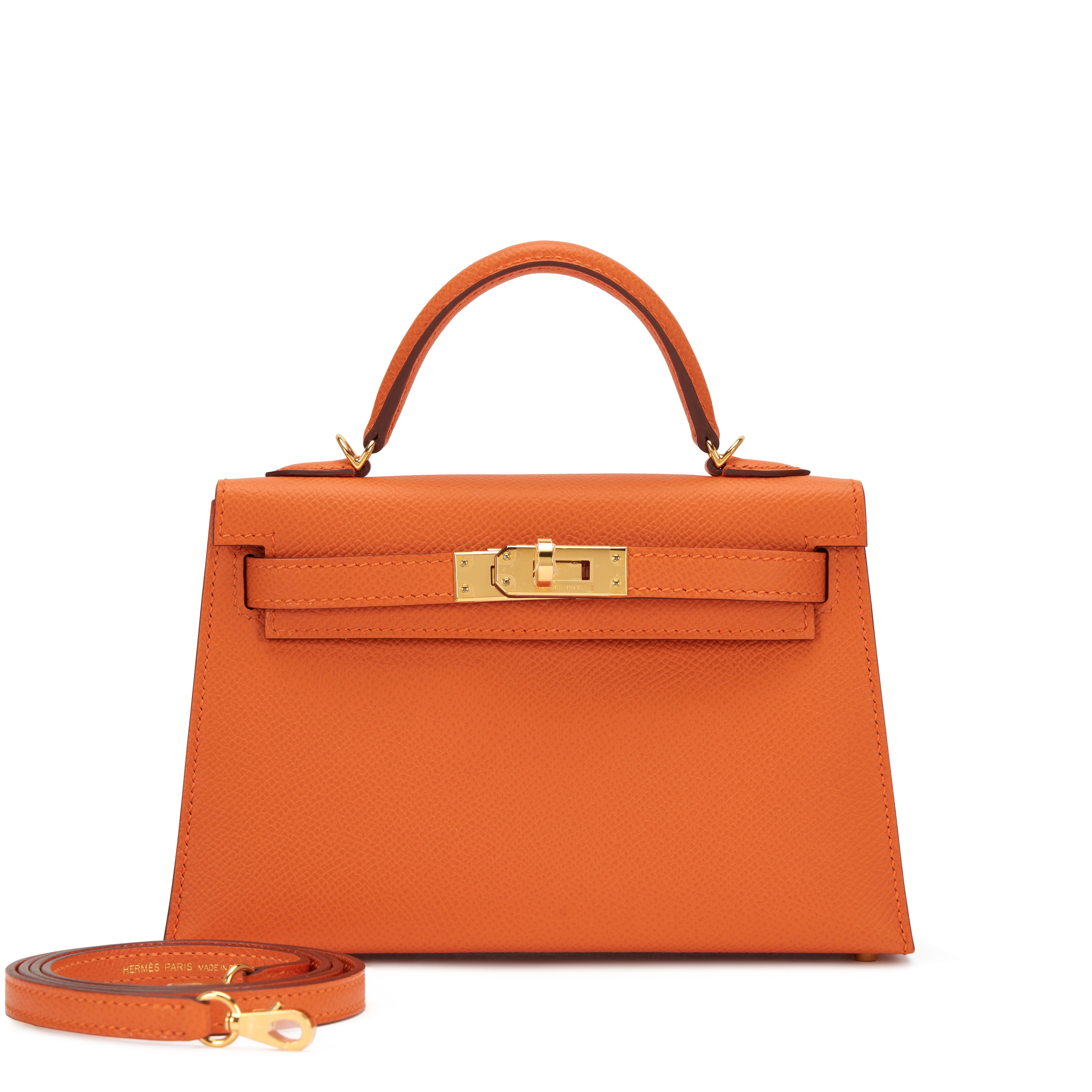 H-Inspired Orange Epsom Kelly Gold Hardware - Gorchic - $148.99