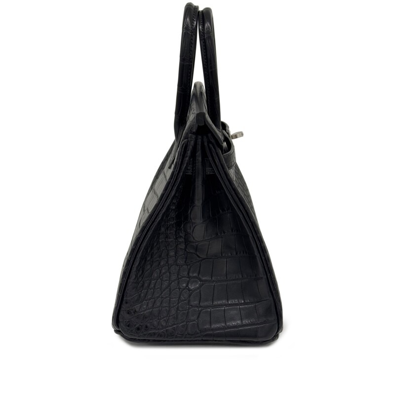 [TOP] H-Inspired Black Matte Alligator Birkin Brushed Palladium Hardware - Gorchic - $483.99