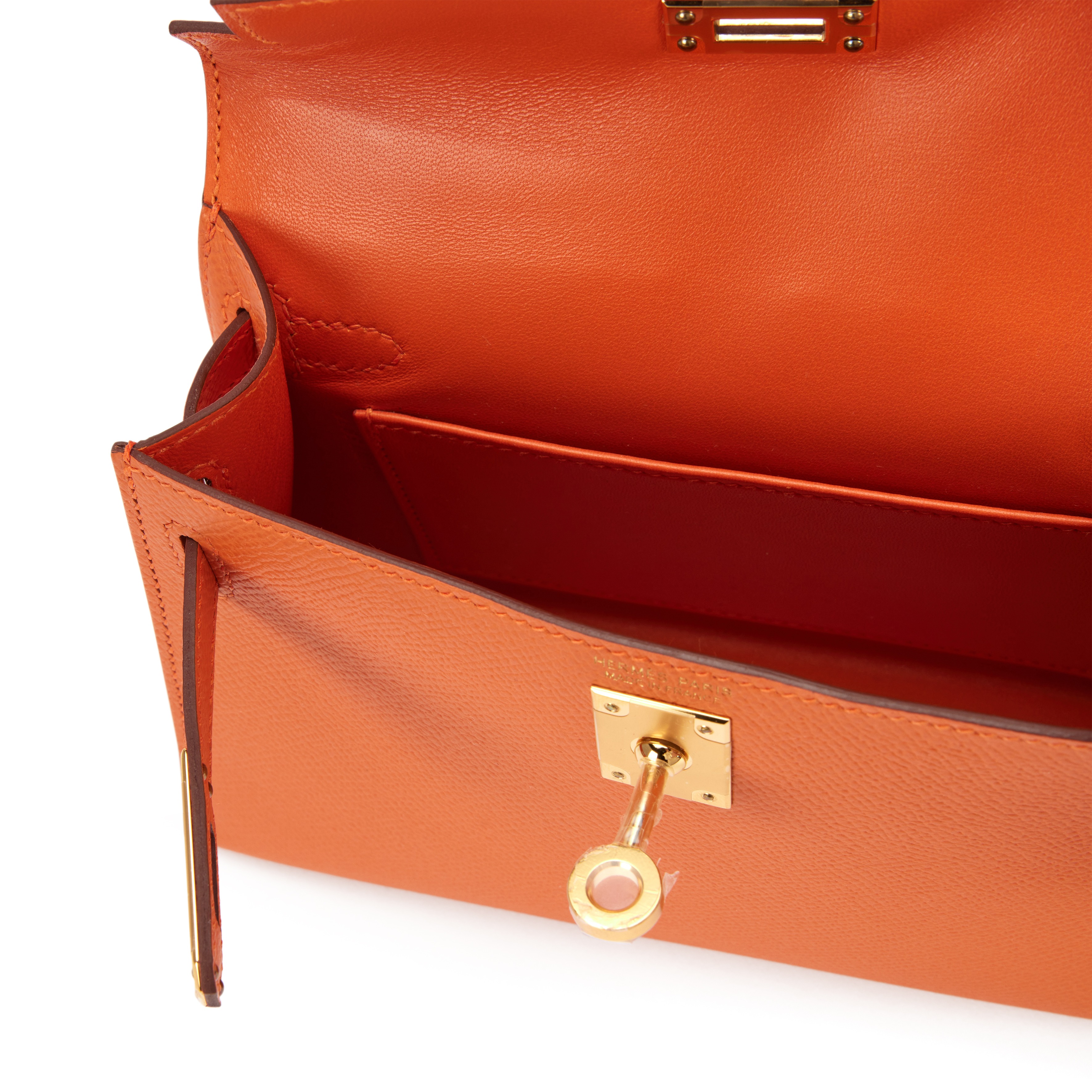 H-Inspired Orange Epsom Kelly Gold Hardware - Gorchic - $148.99