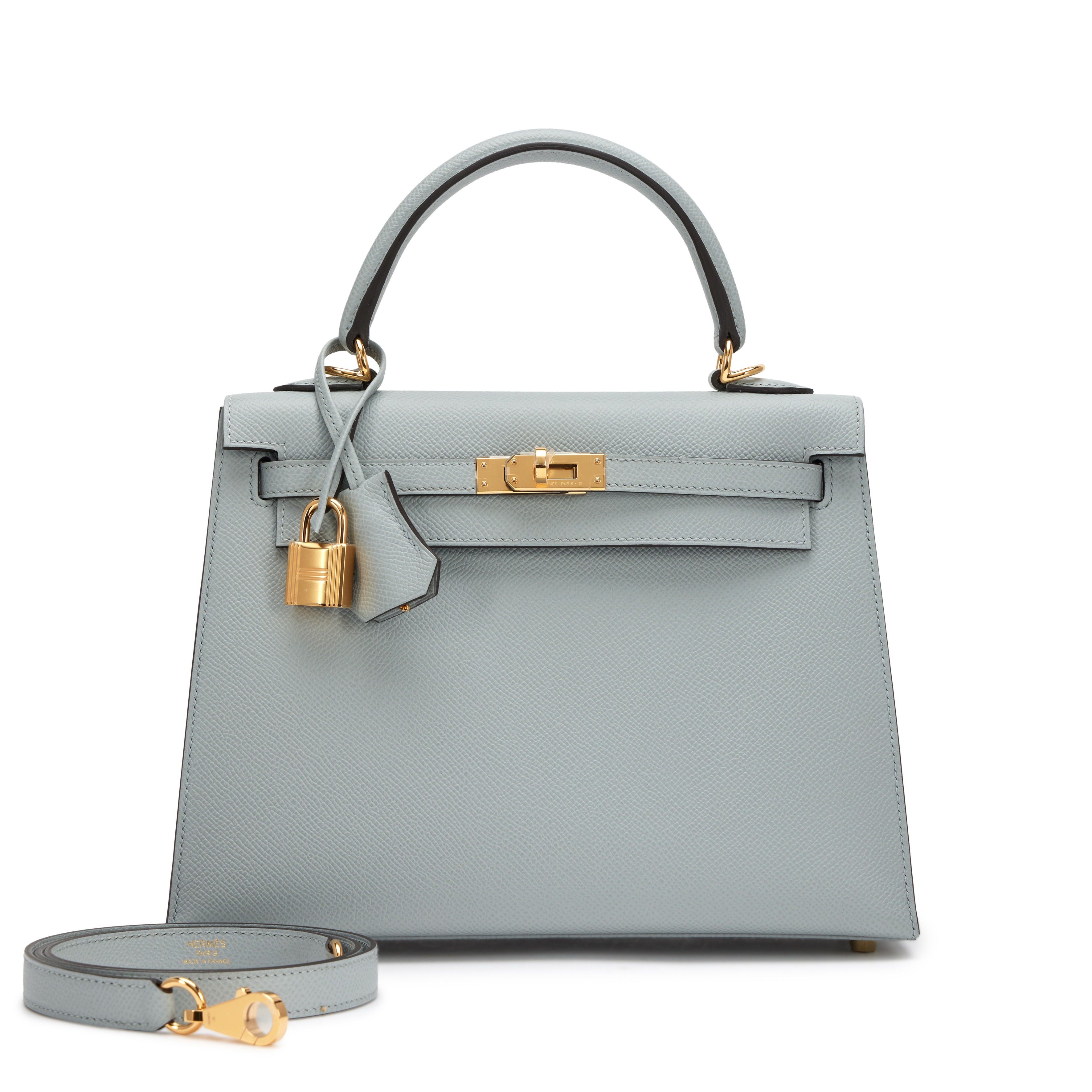 H-Inspired Bleu Glacier Epsom Sellier Kelly Gold Hardware - Gorchic - $148.99
