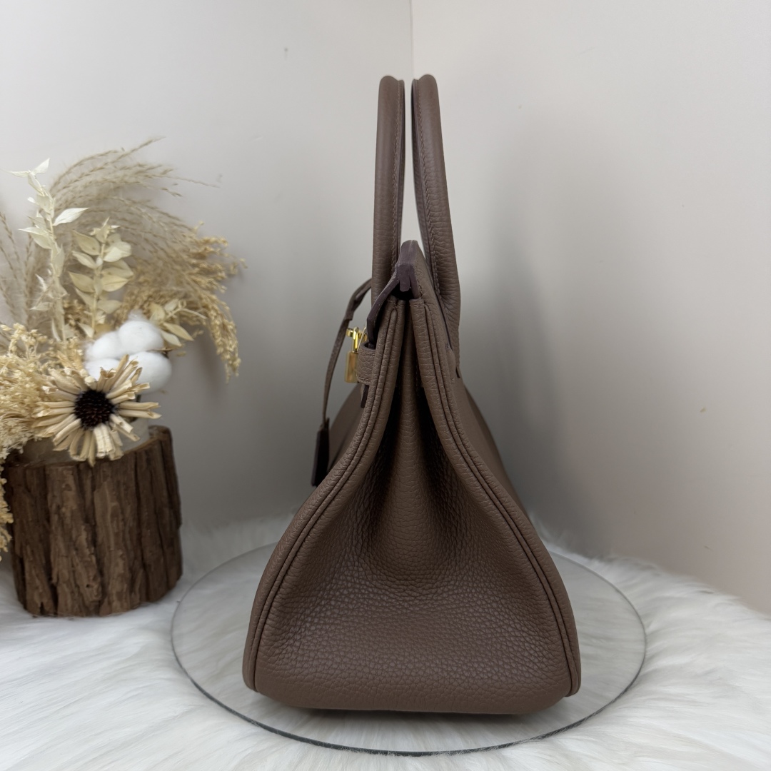 H-Inspired Birkin Togo Retourne Bag Golden-Dark Brown Bag - Gorchic - $161.99