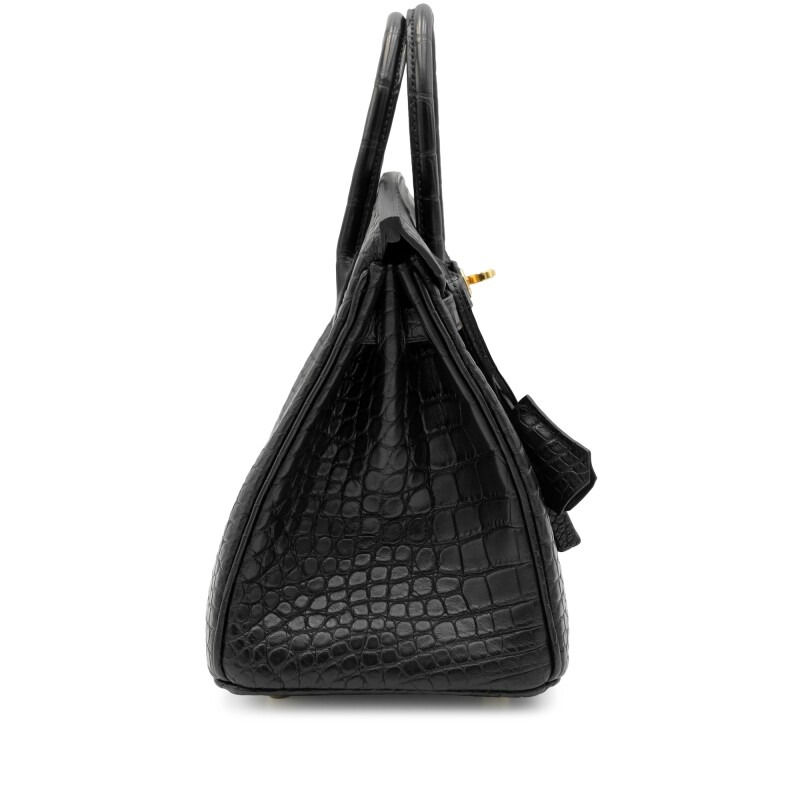 [TOP] H-Inspired Black Matte Alligator Birkin Gold Hardware - Gorchic - $483.99