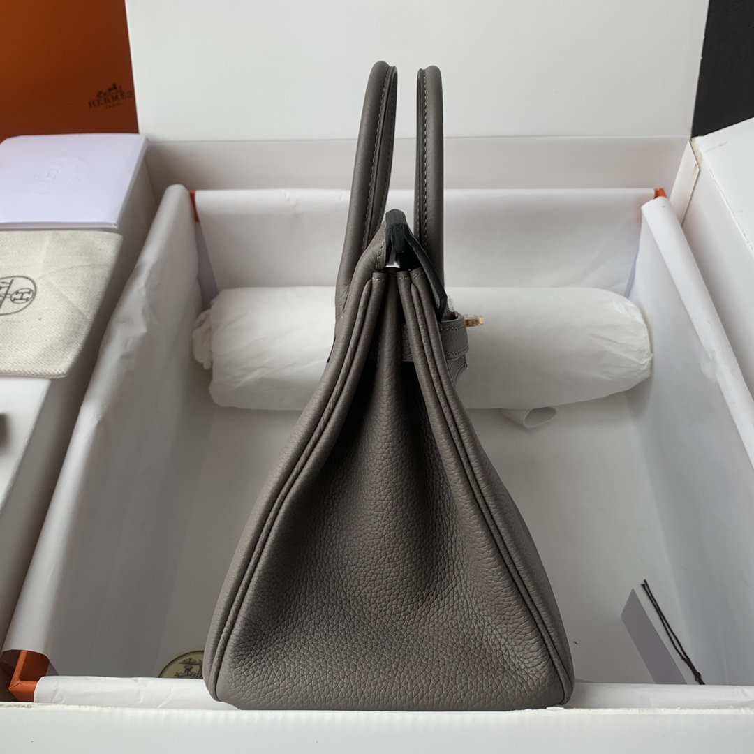 H-Inspired Birkin Togo Retourne Bag Golden Hardware-Light Grey Bag - Gorchic - $161.99