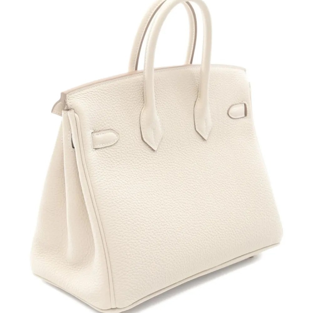 H-Inspired Birkin Togo Retourne Bag Golden Hardware -White - Gorchic - $161.99