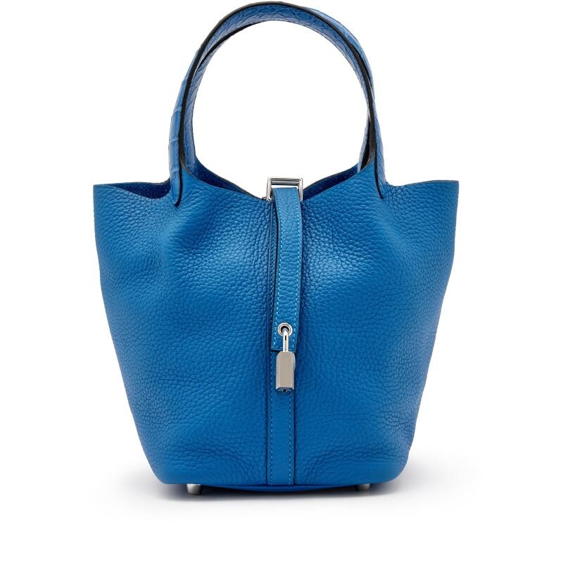 H-Inspired Clemence Picotin Lock Bag Silver Hardware-Blue Bag - Gorchic - $143.99
