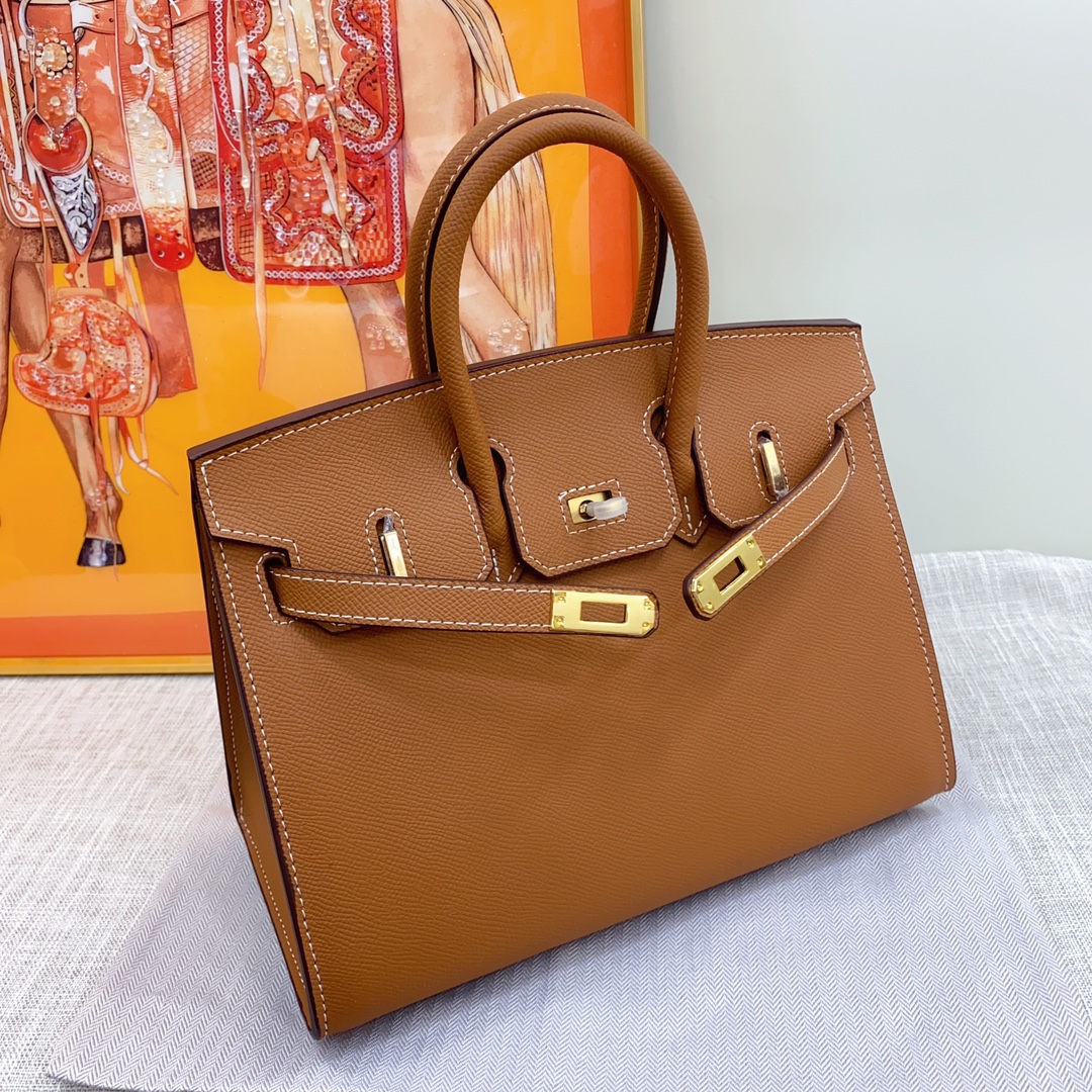 [TOP]H-Inspired Birkin Brown Epsom Sellier Gold Hardware - Handbag - Gorchic - $483.99