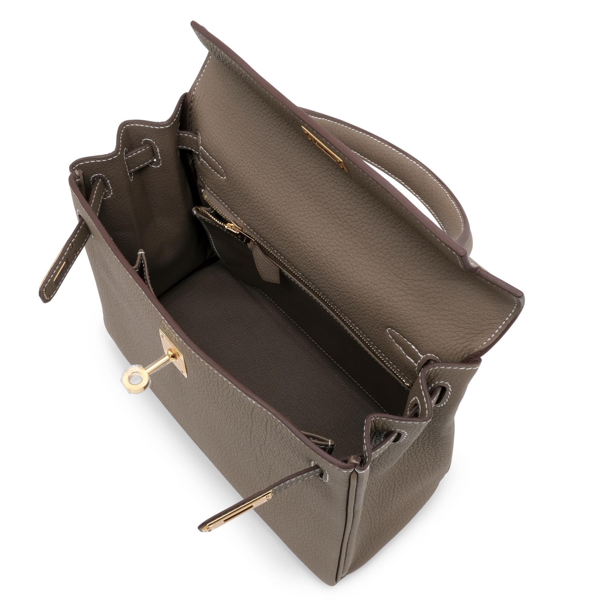 H-Inspired Etoupe Togo Kelly Retourne Gold Hardware - Gorchic - $148.99