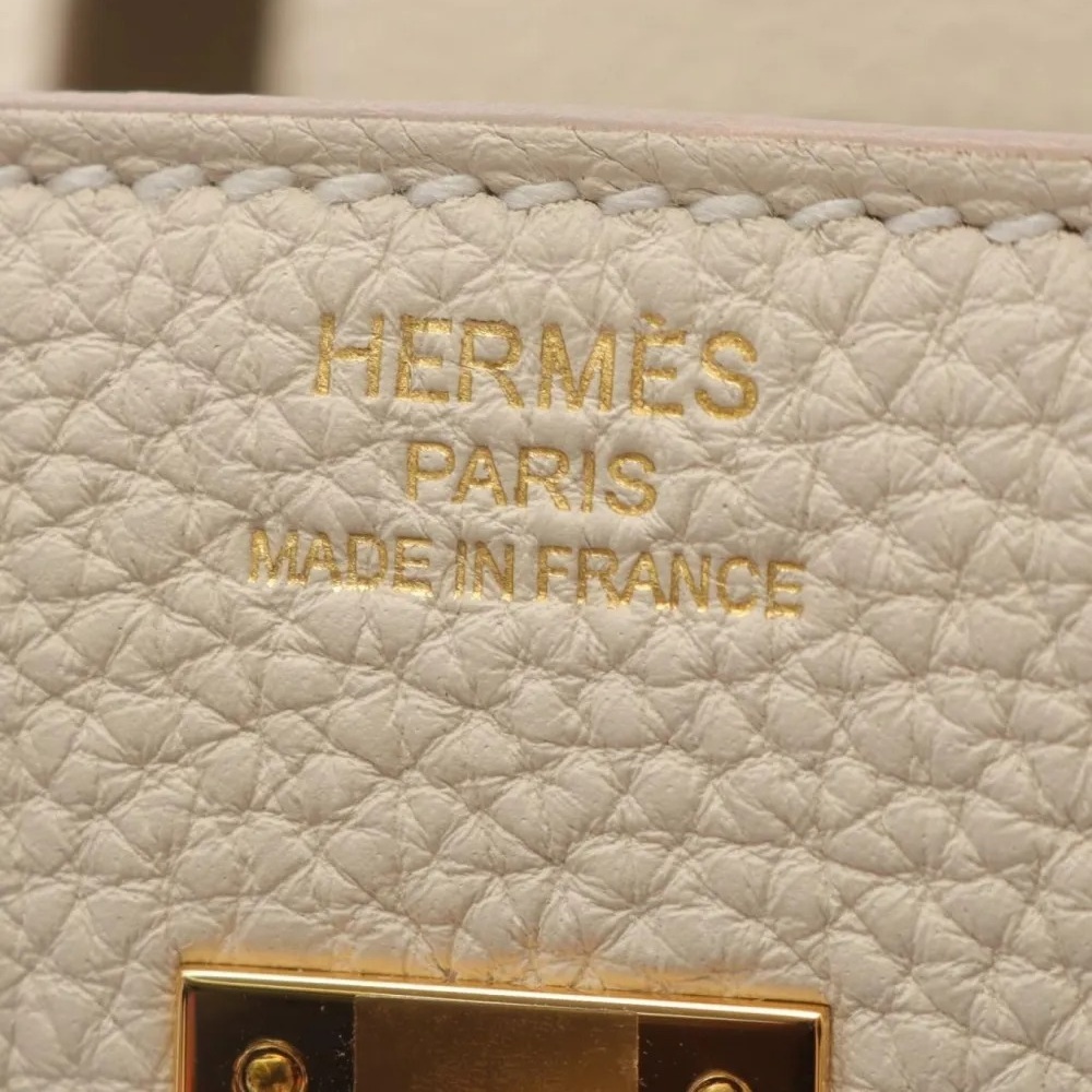 H-Inspired Birkin Togo Retourne Bag Golden Hardware -White - Gorchic - $161.99