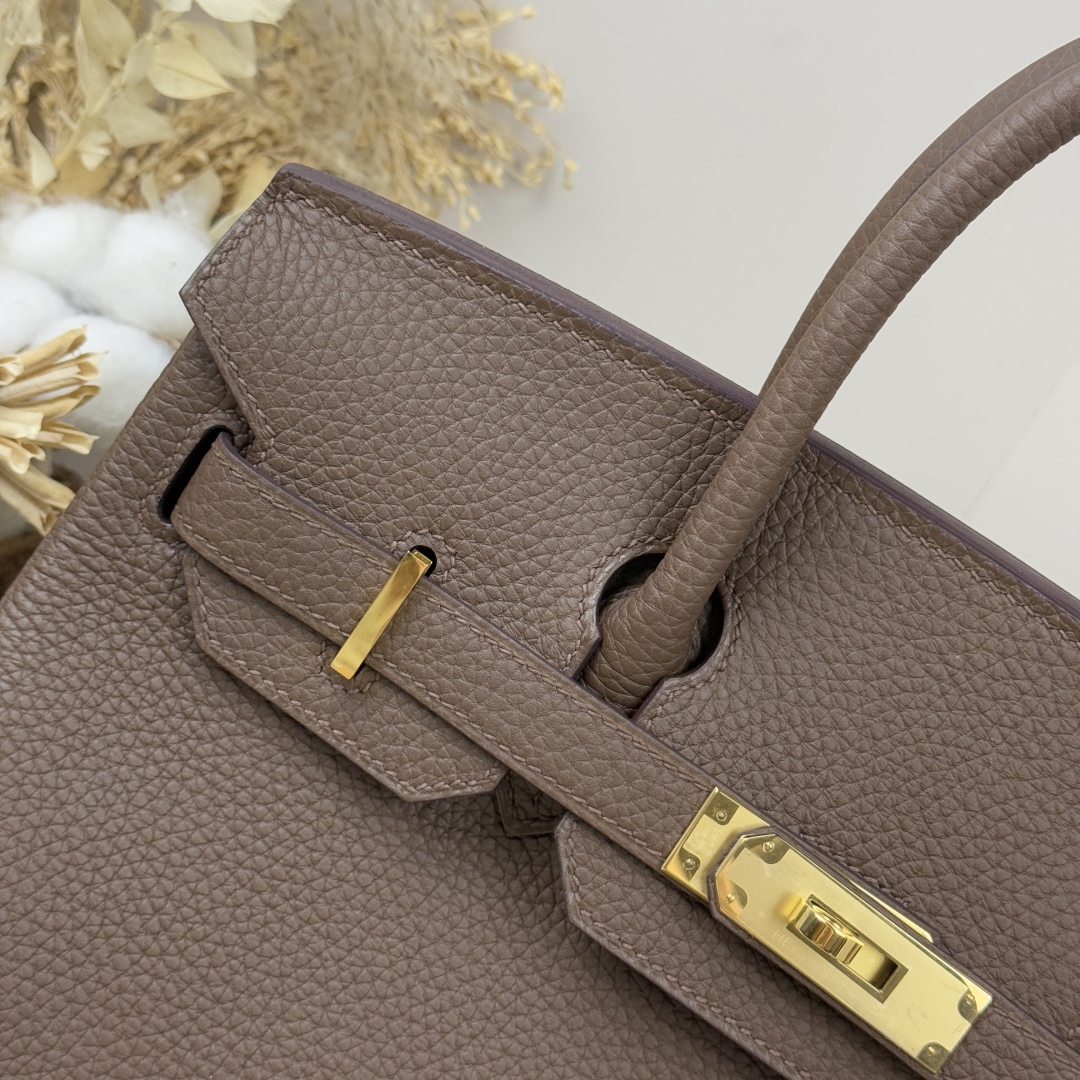 H-Inspired Birkin Togo Retourne Bag Golden-Dark Brown Bag - Gorchic - $161.99