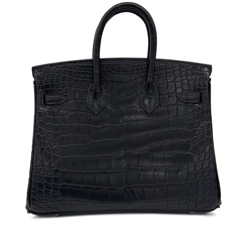 [TOP] H-Inspired Black Matte Alligator Birkin Brushed Palladium Hardware - Gorchic - $483.99