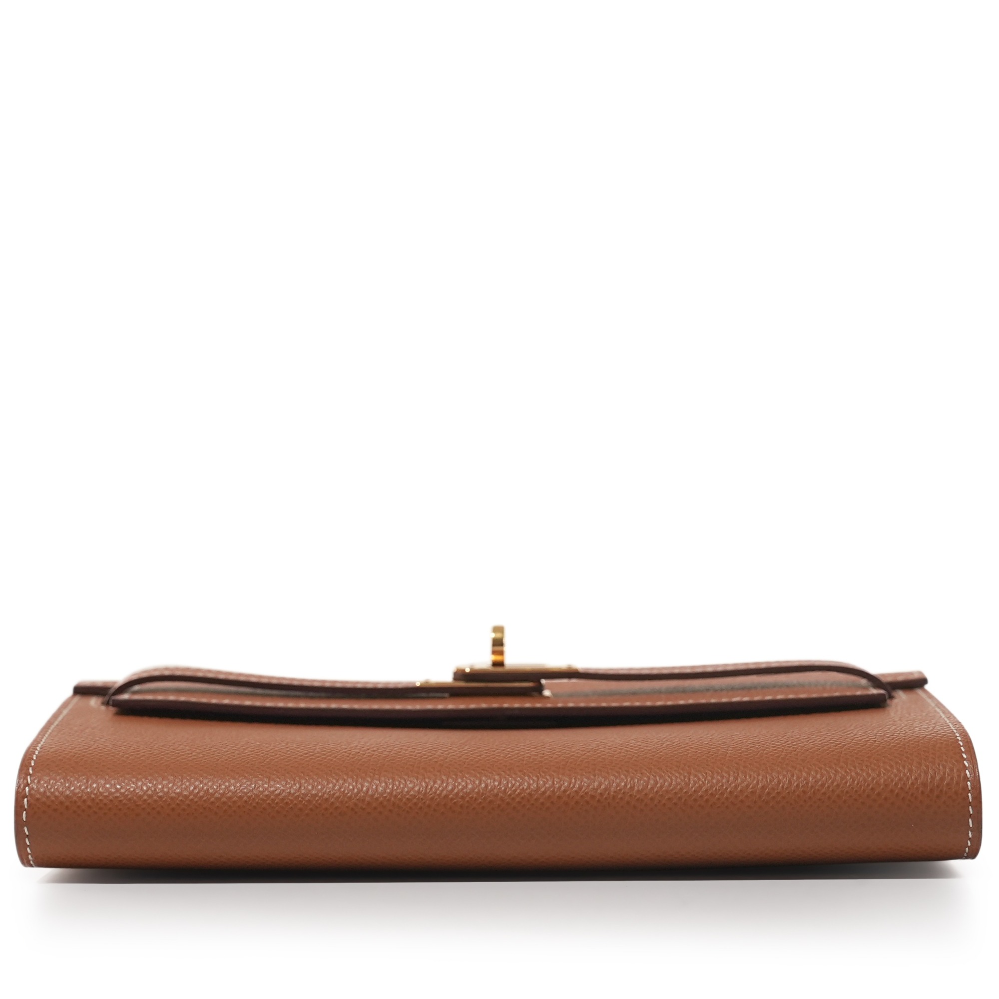 H-Inspired Gold Epsom Kelly Epsom Wallet Gold Hardware - Gorchic - $143.99