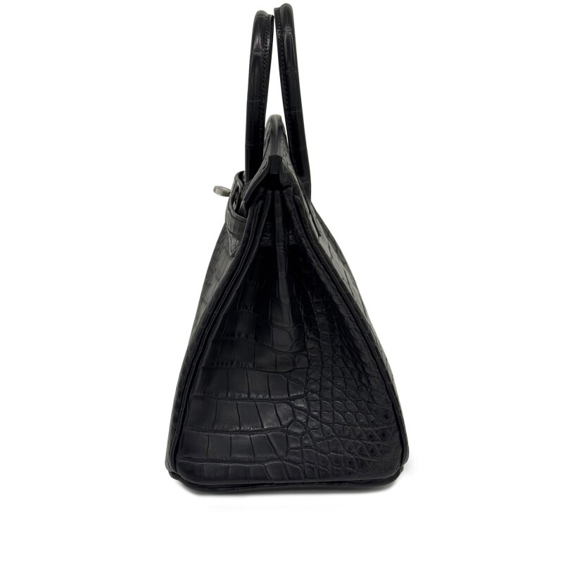 [TOP] H-Inspired Black Matte Alligator Birkin Brushed Palladium Hardware - Gorchic - $483.99