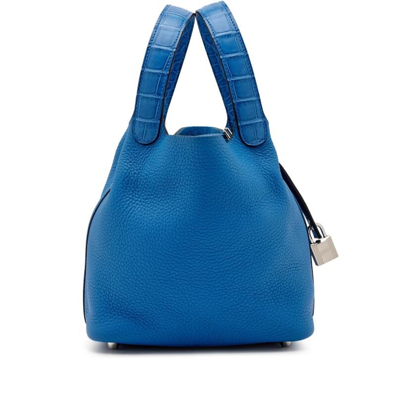 H-Inspired Clemence Picotin Lock Bag Silver Hardware-Blue Bag - Gorchic - $143.99