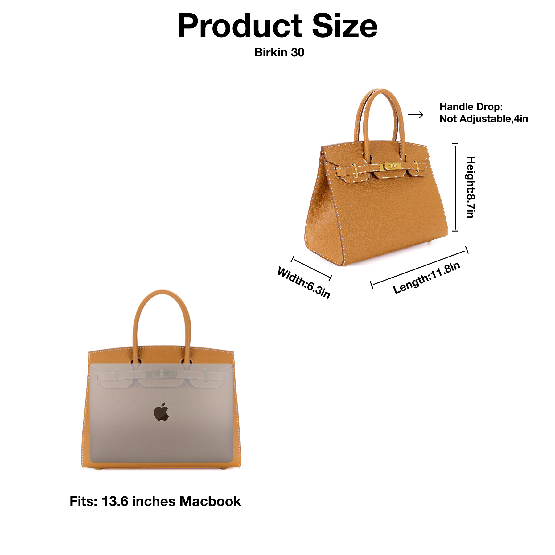 [TOP]H-Inspired Birkin Brown Epsom Sellier Gold Hardware - Handbag - Gorchic - $483.99