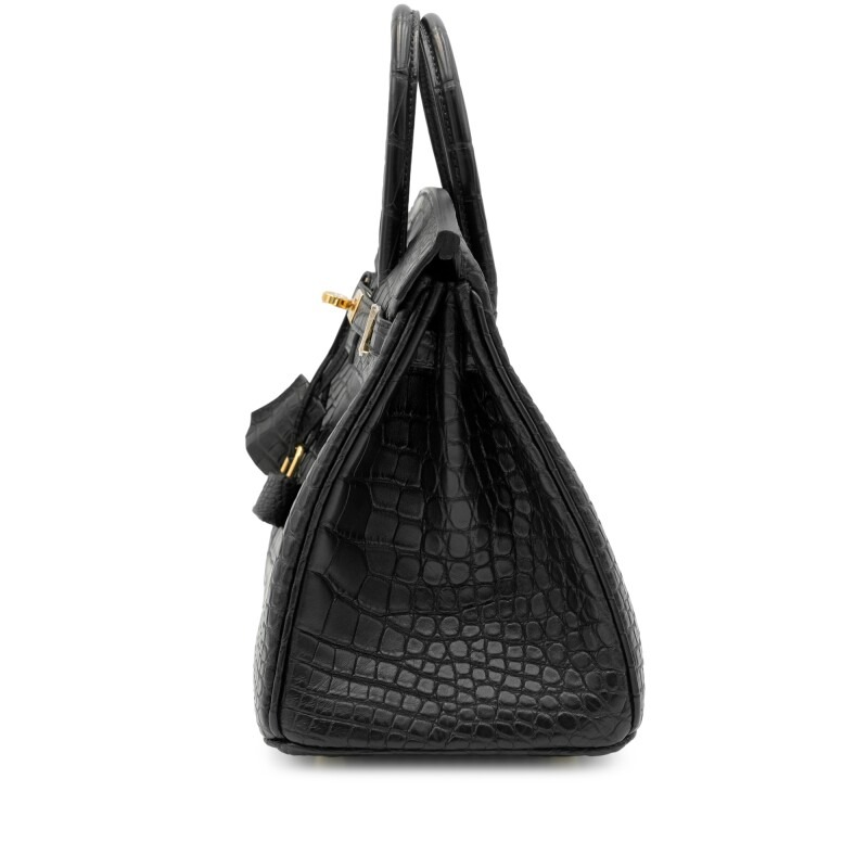 [TOP] H-Inspired Black Matte Alligator Birkin Gold Hardware - Gorchic - $483.99