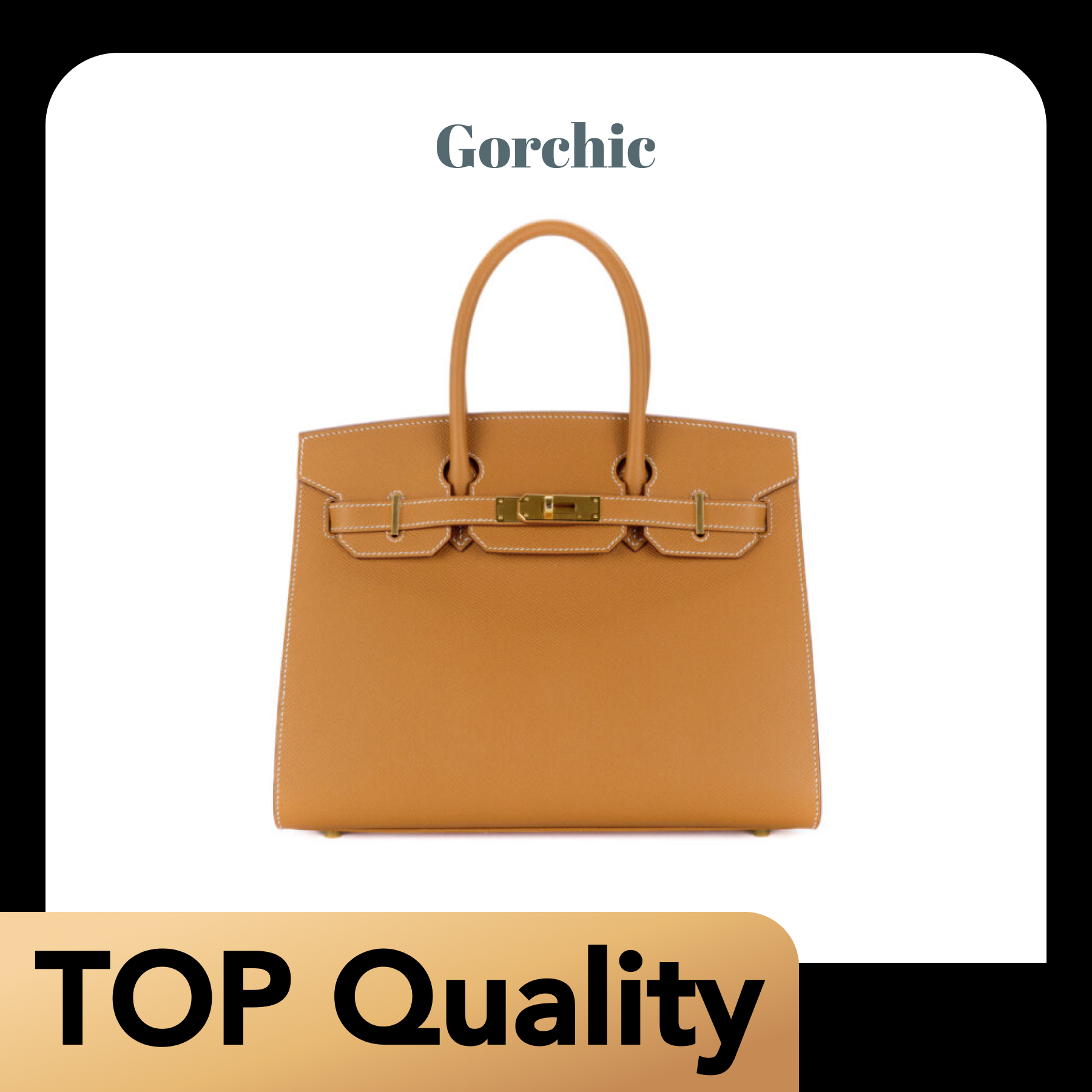 [TOP]H-Inspired Birkin Brown Epsom Sellier Gold Hardware - Handbag - Gorchic - $483.99