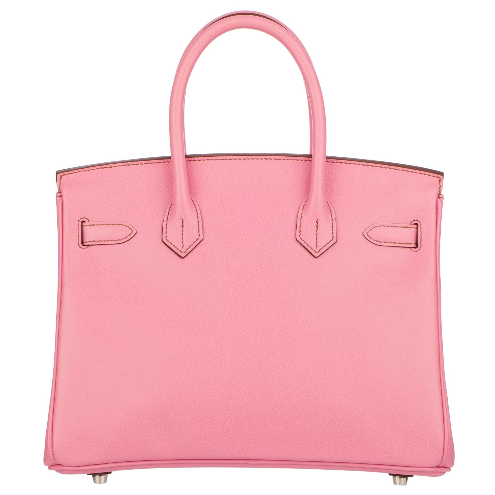H-Inspired Birkin handbag in Rose Sakura with Silver hardware - Gorchic - $161.99