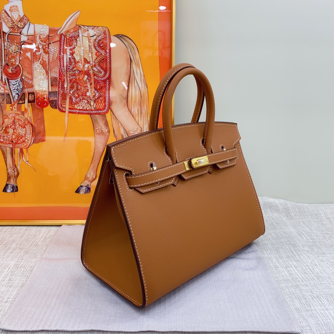 [TOP]H-Inspired Birkin Brown Epsom Sellier Gold Hardware - Handbag - Gorchic - $483.99