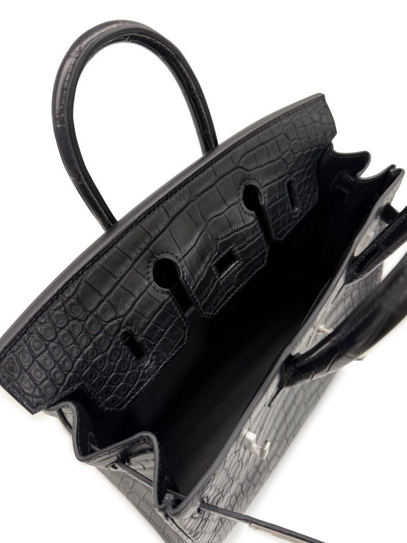 [TOP] H-Inspired Black Matte Alligator Birkin Brushed Palladium Hardware - Gorchic - $483.99