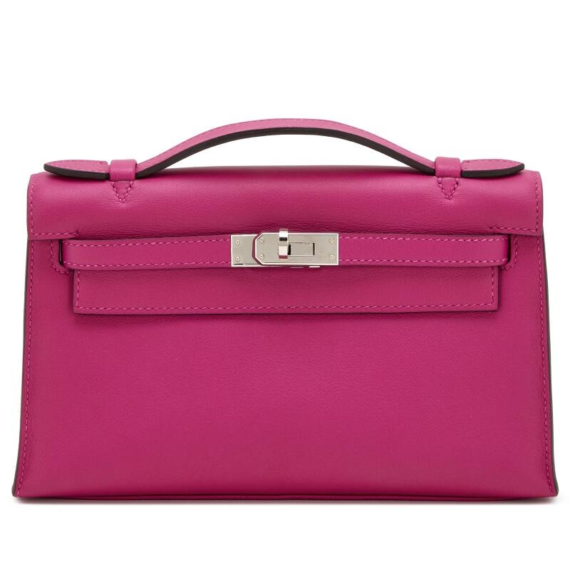 H-Inspired Rose Pourpre Swift Kelly Pochette Palladium Hardware - Gorchic - $143.99
