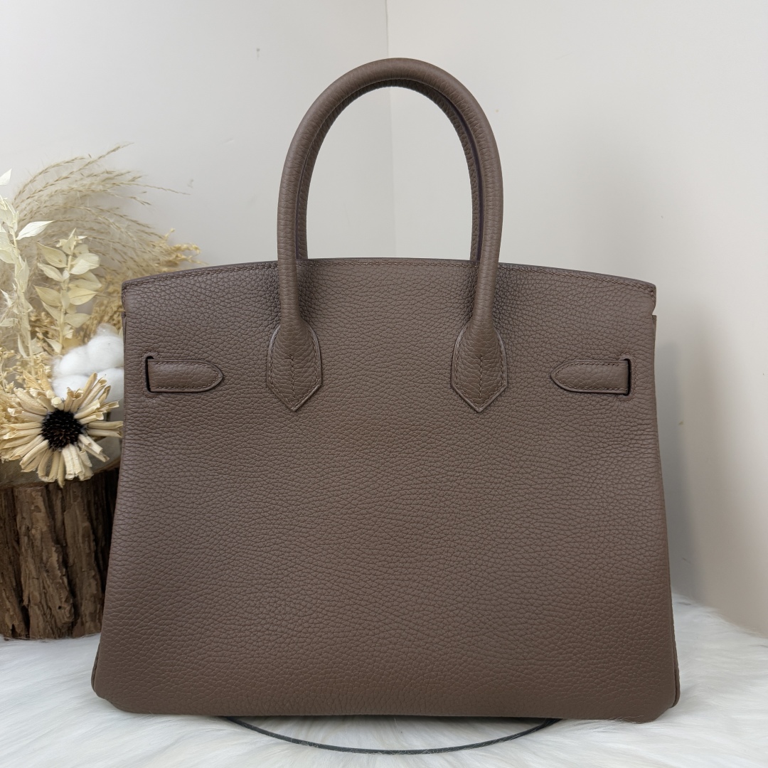 H-Inspired Birkin Togo Retourne Bag Golden-Dark Brown Bag - Gorchic - $161.99