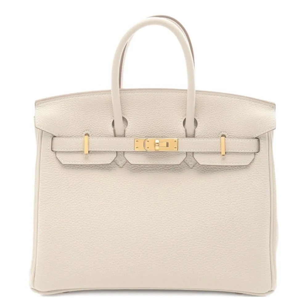 H-Inspired Birkin Togo Retourne Bag Golden Hardware -White - Gorchic - $161.99